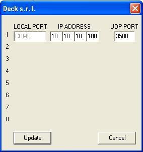 Fig. 25. Schermata del programma di Setup NOTA: la porta UDP deve essere la stessa impostata attraverso l'interfaccia Telnet nel menù Driver Setup.