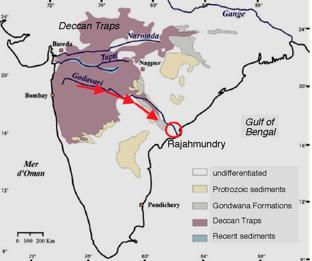 I trappi del Deccan Da: http://geoweb.princeton.edu/people/keller/deccan_volc_1.html Estensione dei trappi del Deccan (area paragonabile alla Francia).