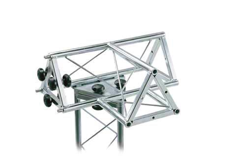 02025 TRIANGULAR TRUSS, 4 WAYS T -STYLE, FEMALE, STEEL, GALVANIZED TRALICCIO TRIANGOLARE A T 4 CANALI, FEMMINA, IN ACCIAIO ZINCATO BIANCO 02025 Technical