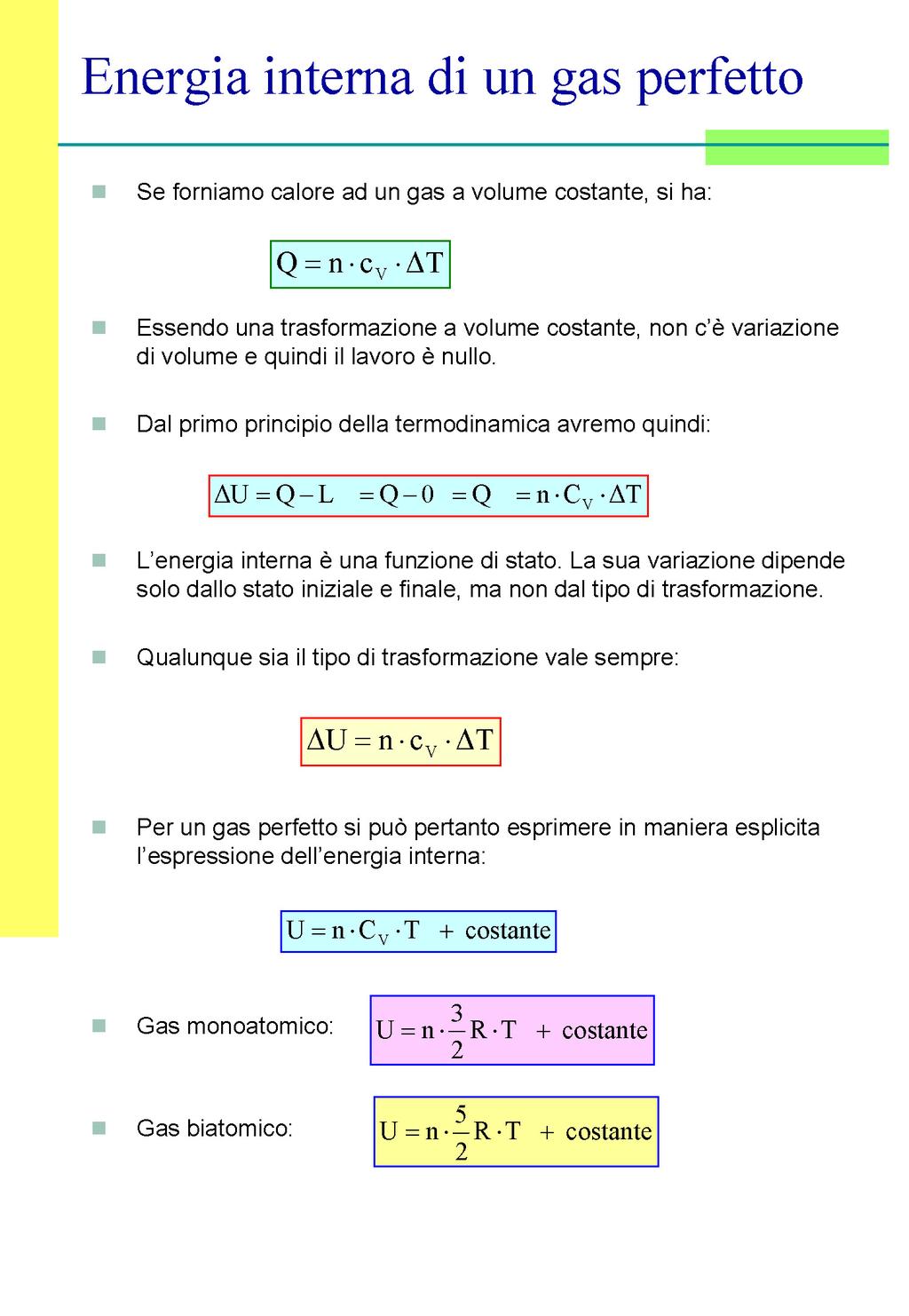 E interna di un gas