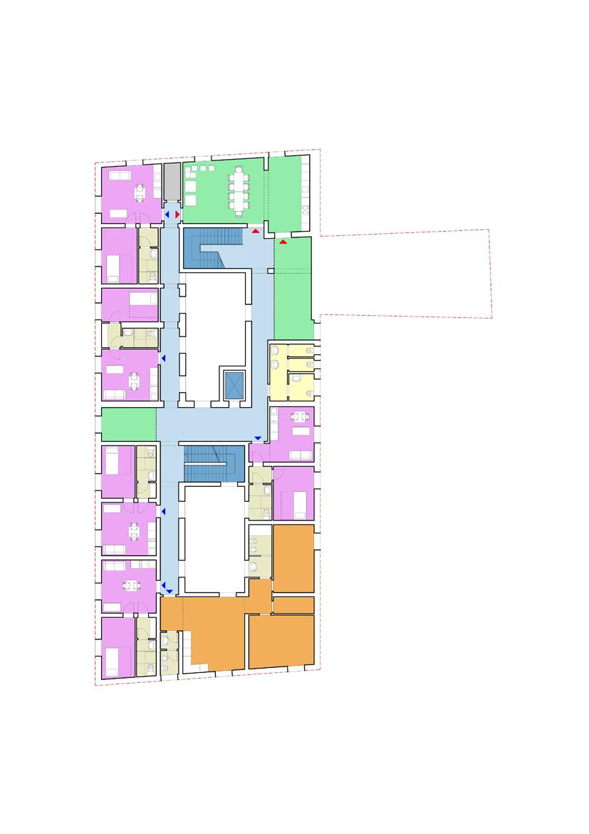 Complesso di Piazza XXIV Luglio proposta di progetto / pianta P1 / scala 1:200 p.