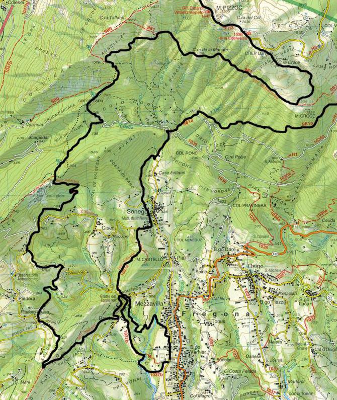 Antico Troi degli Sciamani - 80 km/3300d+ roadbook 2014 1) DA FREGONA A RIFUGIO CITTÀ DI VITTORIO VENETO Partenza da Fregona zona Campo sportivo (q 255 m s.l.m.). La partenza è in discesa lungo via F.