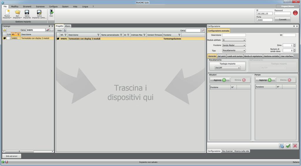 . Clicca per entrare nella sezione del software dedicata alla configurazione di un impianto per una nuova casa.