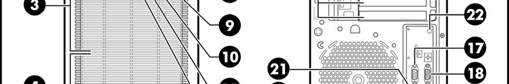 0 (2) 13 Connettore di ingresso CA 3 Alloggiamenti unità disco rigido 1-4 4 Alloggiamenti unità disco rigido 5-8 5 Alloggiamento dell'unità ottica 6 Pulsante di espulsione disco 14 Slot di