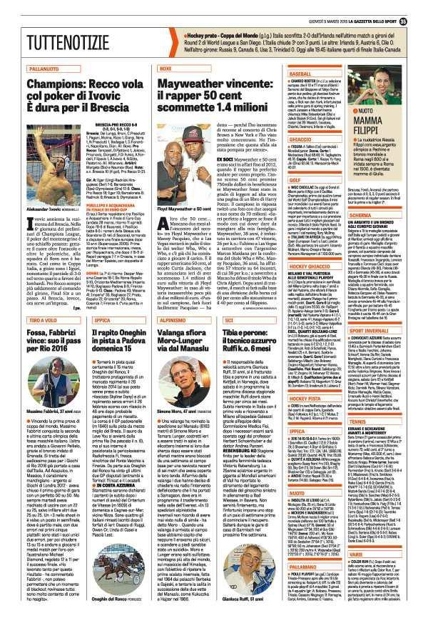 Pagina 35 La Gazzetta dello Sport PALLANUOTO Champions: Recco vola col poker di Ivovic È dura per il Brescia Ivovic annienta la resistenza del Brescia.