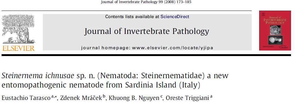 Steinernema ichnusae Tarasco, Mràček, Nguyen & Triggiani, 2008.