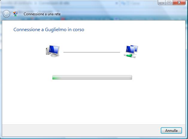 Il dispositivo effettuerà un tentativo di connessione alla rete Guglielmo.
