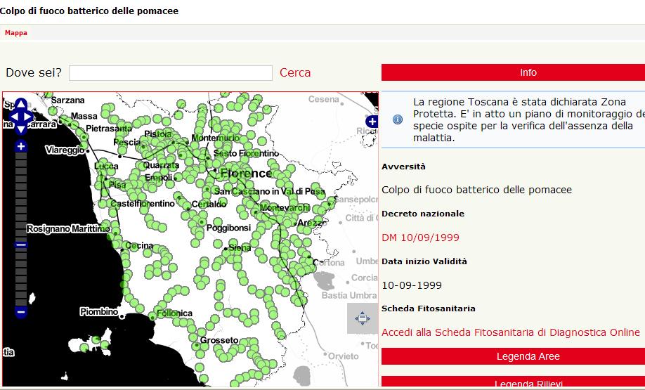 fire blight Esempio di rete di monitoraggio per l'erwinia amylovora: la