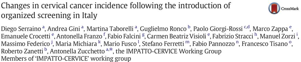 2) Epidemiologia valutativa: esempi IMPATTO Cervice Survival curves of 2911 women with invasive cervical