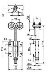 alluminium verni noir pour configuration du portail + Carro con 4 rodamientos Ø65 con