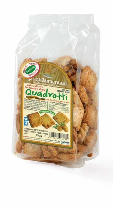 6 QUADROTTI: tradizionali, al finocchio, alle olive, alla pizza, al peperoncino, al pepe,