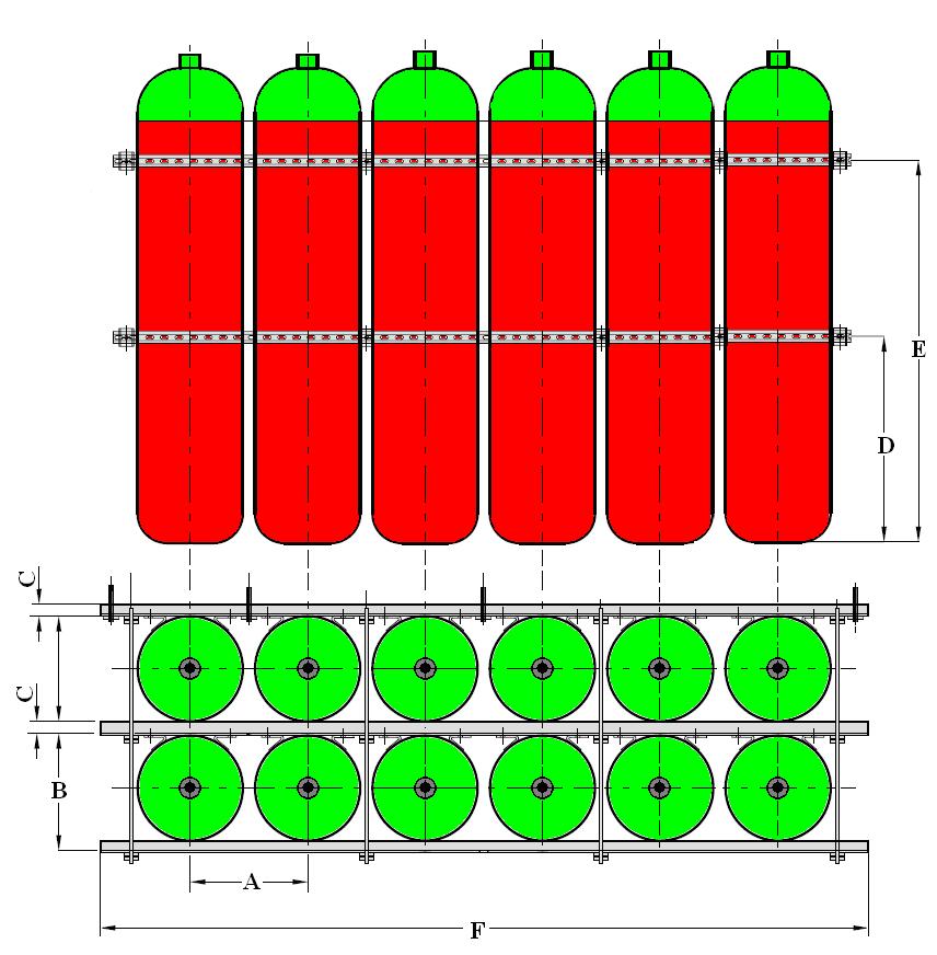 Dimensioni (1) Dimensions (1) Posti Places Capacità bombola Cylinder capacity Litri/litre A B C D E F 2 + 2 660 SKID DOPPIA FILA / TWO ROW SKID 3 + 3 970 4 + 4 80 310 307 41 700 1400 1280 5 + 5 1590