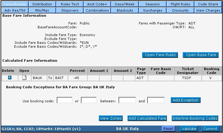 Calculated Fare Group Questa pagina riassume tutti i dettagli estrapolati dalla tariffa base e permette di inserire altri dati relativi al nuovo contract.