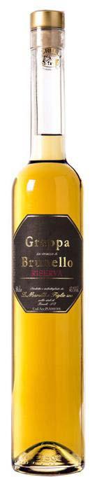 Grappa Di Brunello RISERVA Uve Toscane. Tuscan Grapes. Ambrato intenso con riflessi brillanti nelle tonalità del legno. Deep amber with bright reflections in wood tones.