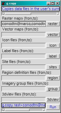 gestione dell'archivio All'interno di un mapset le informazioni relative ad una singola carta sono distribuite in più directory Esistono una serie di strumenti per copiare, rinominare, cancellare