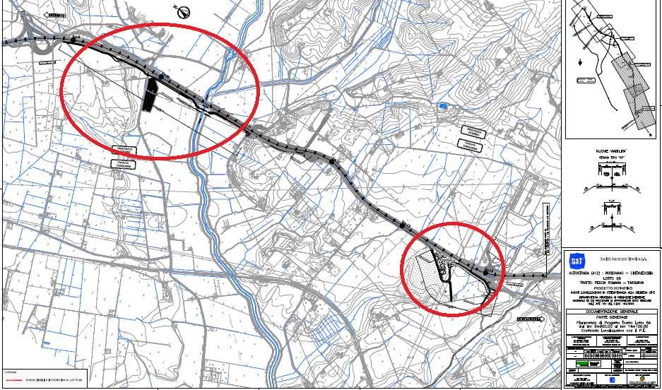 La tavola presentata, la STD100-1, riguarda la seconda parte del lotto 6A, dallo svincolo di Monte Romano a km 8+900 all innesto con l autostrada esistente al km 14+100.