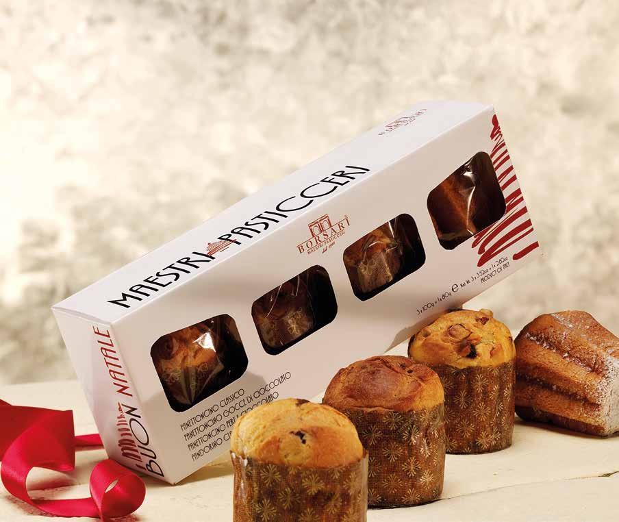 PANETTONCINO CLASSICO + PANETTONCINO GOCCE DI CIOCCOLATO + PANETTONCINO PERE E CIOCCOLATO + PANDORINO CLASSICO IN ASTUCCIO TRADITIONAL MINI PANETTONE + MINI PANETTONE WITH CHOCOLATE CHIPS + MINI