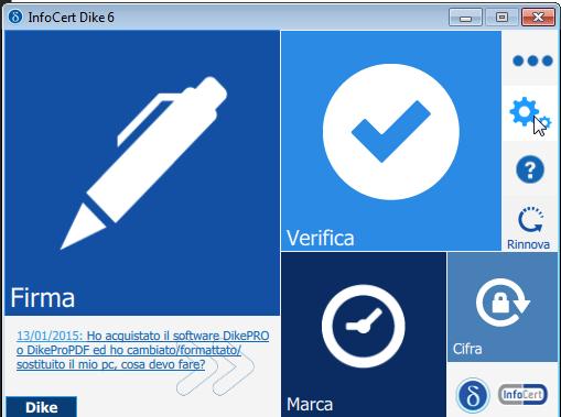 2 Gestione dispositivo Dike WL Manuale utente Pagina 7 di 10 Dike6 permette di gestire l attivazione, il cambio PIN e lo sblocco di un dispositivo d firma.