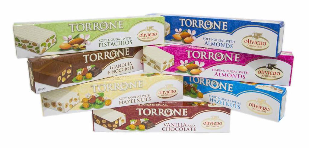 nougat & sweets TR113 - Soft Pistachio 18 x 150g TR111 - Soft Almond 18 x 150g TR100 - Hard Almond 18 x 150g TR108 - Gianduia