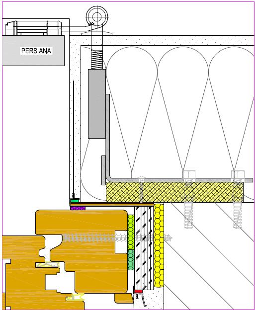 Fissaggio dello scuro alla muratura con cappotto realizzato con staffa in acciaio con bussola filettata porta-cardine Fissaggio dello scuro alla muratura con cappotto