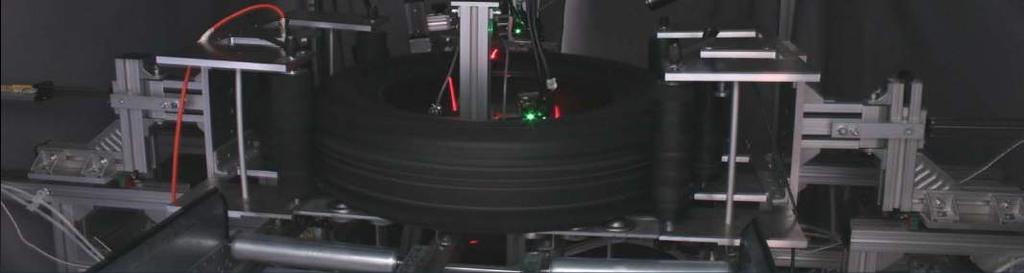 the scanning system (lasers and cameras inside and outside the tire) Rotation of the tire and activation