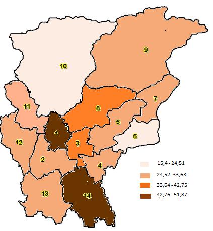 2.2 - UTENZA TOSSICODIPENDENTE PER AMBITO TERRITORIALE Le mappe e le tabelle che seguono indicano i dati di prevalenza e di incidenza per singolo Ambito, evidenziando come Tassi di Prevalenza