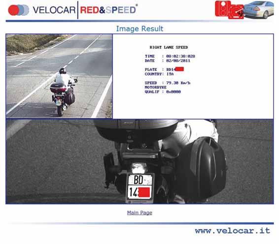 Velocar Red&Speed Contestazione immediata delle infrazioni La classifi cazione automatica in sette classi consente anche nel caso di contestazione immediata di applicare