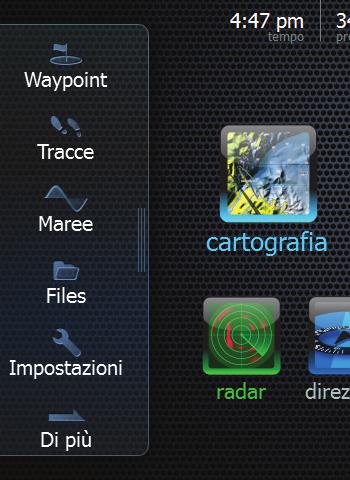 È possibile accedere alle schermate Waypoint, Rotte e Tracce dalla schermata iniziale o tenendo premuto il tasto Waypoint.