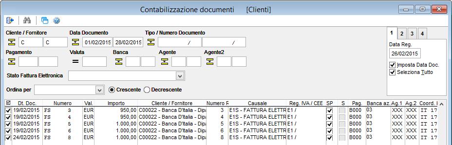 Nell elenco dei documenti da contabilizzare è possibile individuare i documenti emessi in regime di scissione tramite l apposita colonna indicata con SP.