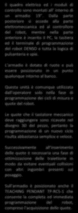 Quadro Elettrico e Controllo Il quadro elettrico ed i moduli di controllo sono montati all interno di un armadio 19.