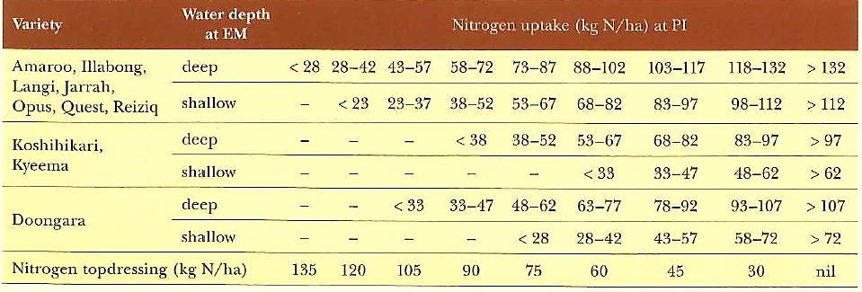 Taratura dei sensori Nitrogen topdressing recommendations based on nitrogen uptake at panicle