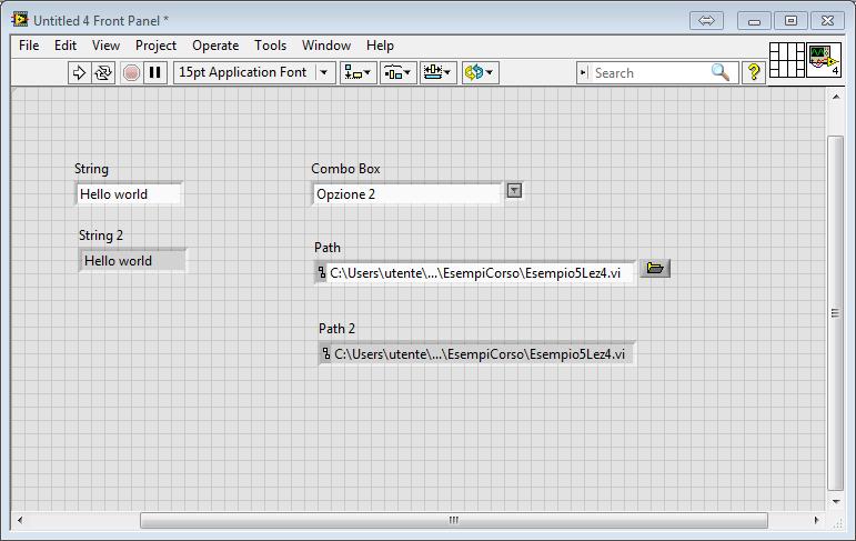 6 Oggetti grafici String e Path Questo gruppo contiene controlli ed indicatori di tipo stringa, e controlli ed indicatori di tipo percorso file (path).