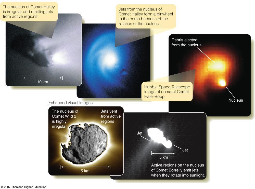 Composizione del nucleo cometario Il nucleo di una cometa contiene: ghiaccio d acqua, anidride carbonica, metano ed ammoniaca etc.