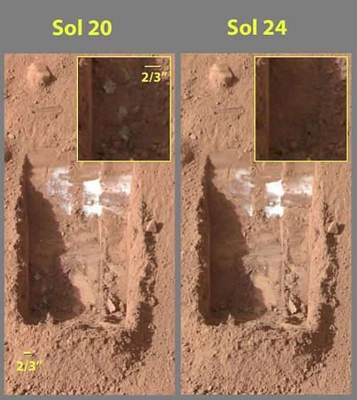 Mars Phoenix Lander-Polo Nord di Marte Il lander Phoenix mostra la prova di presenza di