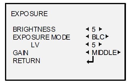 Formato Selezionare PAL o NTSC. Lingue Selezionare una delle lingue disponibili: Inglese o cinese. Menu principale AE (Auto Exposure) AE descrive i parametri di luminosità.