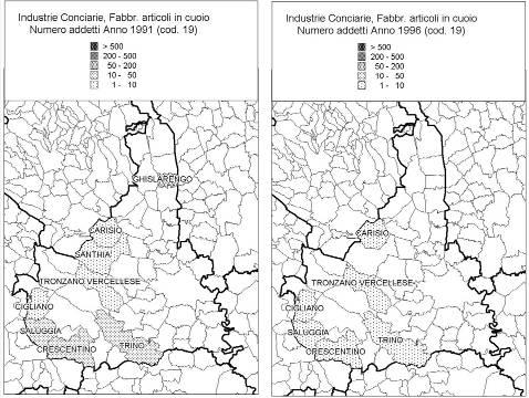 numero di addetti totali secondo il censimento 1991 e 1996 Figura