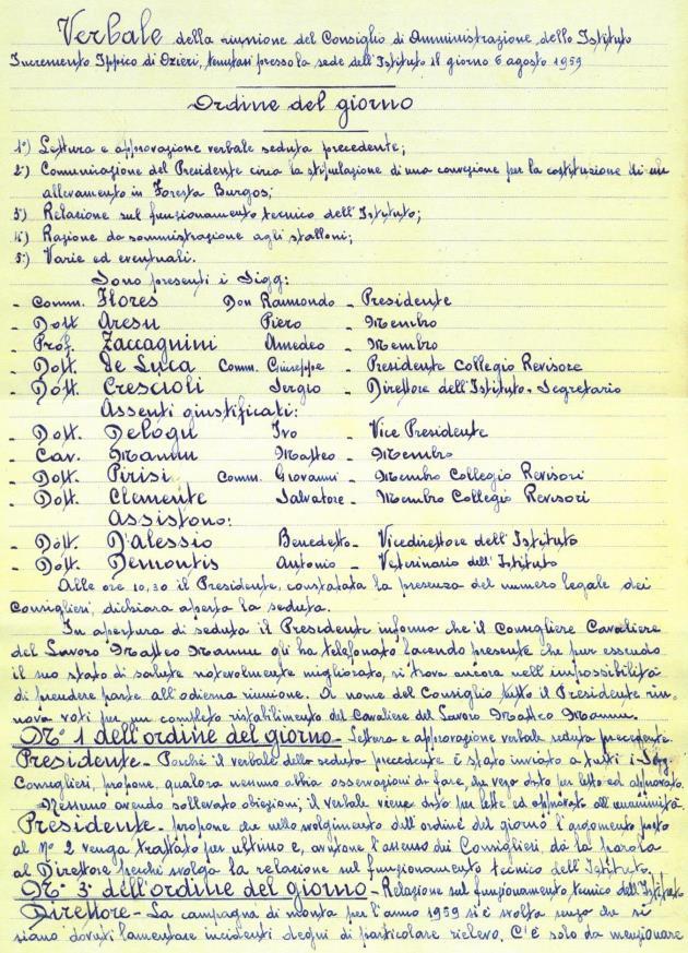 L attività dell Istituto d Incremento Ippico Il 6 agosto 1959 nasce il Centro di