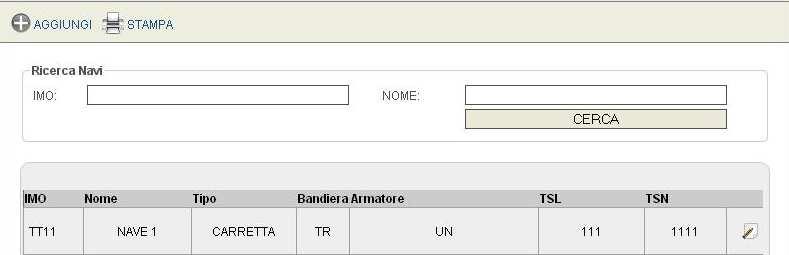 3.Gestione Navi E possibile Aggiungere, Ricercare e Modificare i dati delle navi. 3.1.
