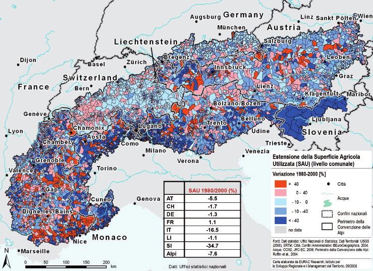 Le Alpi che cambiano tra rischi e opportunità intorno al così detto Wechselgebiet e all area metropolitana di Vienna le superfici agricole sono in parte aumentate.