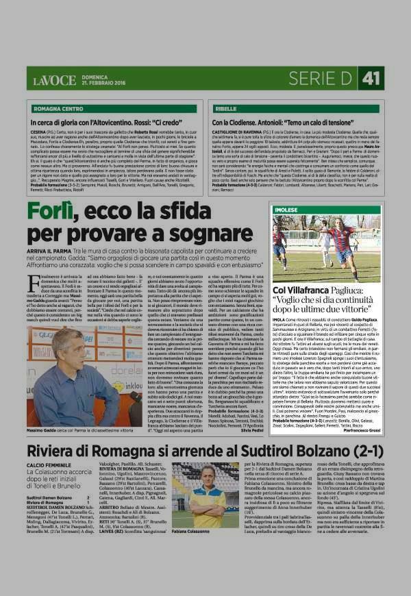 Pagina 41 La Voce di Romagna IMOLESE Col Villafranca Pagliuca: "Voglio che si dia continuità dopo le ultime due vittorie" IMOLA Come ritrovati i rossoblù di condottiero Guido Pagliuca.