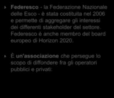 FEDERESCO Cultura dell'efficienza ENERGETICA e del risparmio energetico.