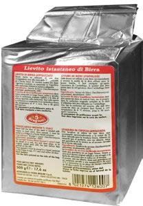 Va utilizzato in quantità ridotta di circa il 50% rispetto al lievito fresco. 50.15.25 sacco da 500 gr.