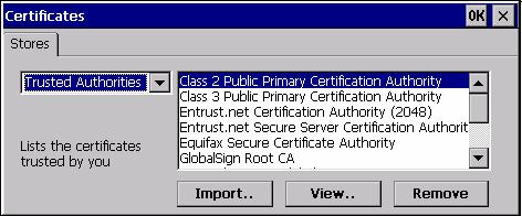 Configurazione del sistema operativo 6.11 Modifica delle impostazioni Internet 6.11.4 Importazione e eliminazione di certificati Descrizione I certificati possono essere importati, visualizzati o cancellati.