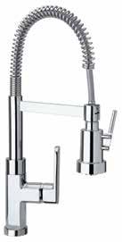 86CR557P Miscelatore monoforo lavello bocca a molla con asta orientabile, doccia 2 funzioni Single-lever kitchen mixer with spring and swivel spout, dual mode spray Mitigeur évier avec bec à ressort