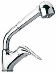 estraibile, comando laterale Side-lever kitchen mixer with pull-out spray Mitigeur monotrou évier avec douchette