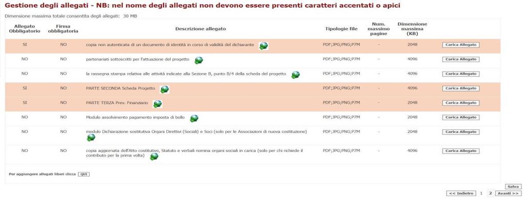 Pagina 11/18 4) ALLEGATI ALL'ISTANZA Una volta compilate le sezioni Anagrafica, Parte Prima-A, Parte Prima-B, Pagamento Bollo, e dopo aver salvato i dati inseriti, si dovrà procedere a scaricare e