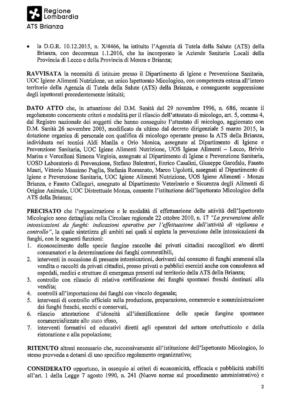 Regione la D.G.R. 10