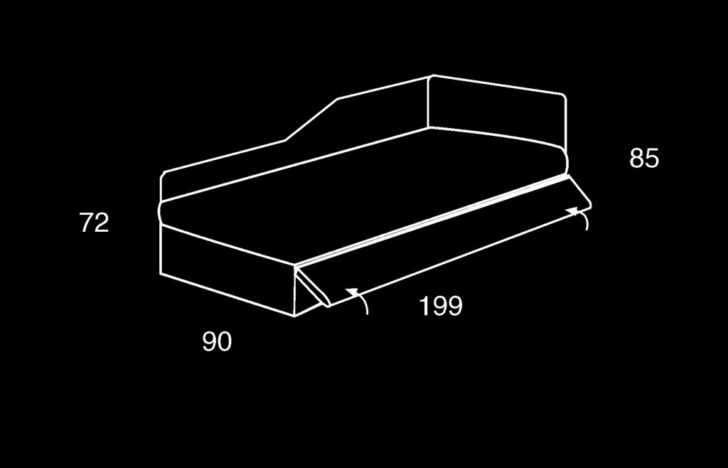 VERSIONE CON PANELLO FRONTALE APRIBILE COMPRESO DI RETE SOPRA, ESCLUSO DI MATERASSO DIVANO ANGOLO SAGOMATO DX / SX LA