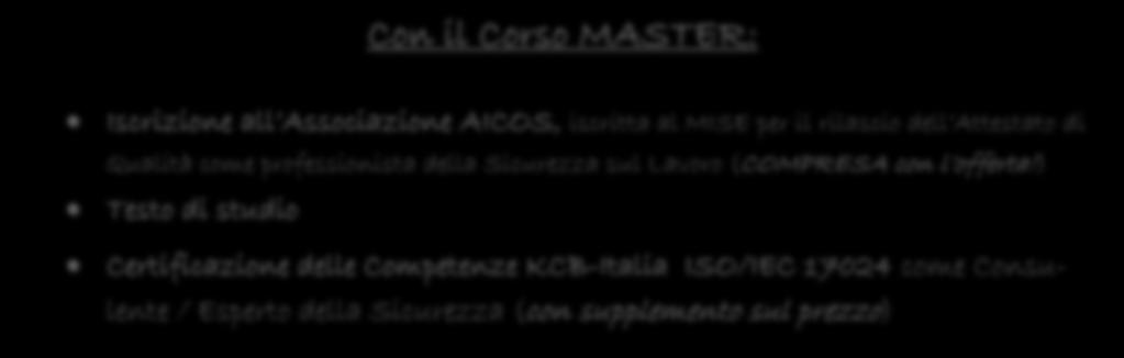 CORSO MASTER DI ALTA FORMAZIONE IN CONSULENTE DELLA SICUREZZA SUL LAVORO www.aicos.it - www.