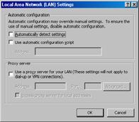 connection). d) Fare clic sul pulsante Impostazioni LAN (LAN Settings).